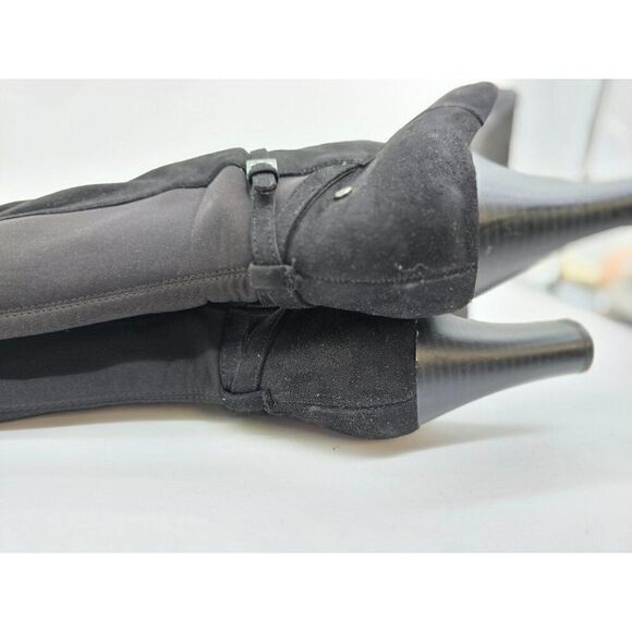 Black Knee-High High Heel Boots With Zipper & Buckle Accent Womens Size 8.5 - Picture 8 of 9